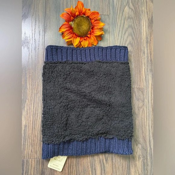 🦋B2G1🦋NOBLE MOUNT Mens Navy Cable Knit Toaster Snood Scarf NWT - Picture 4 of 8